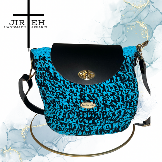 Black & Light Blue Cheetah print Handbag